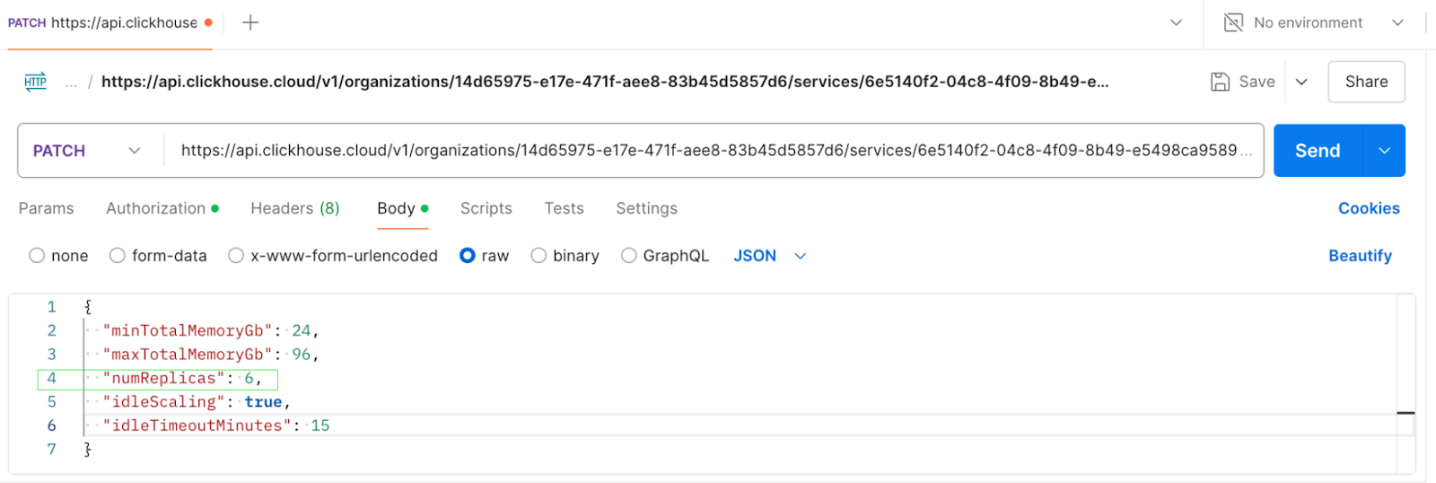 Запрос PATCH для масштабиров�ания